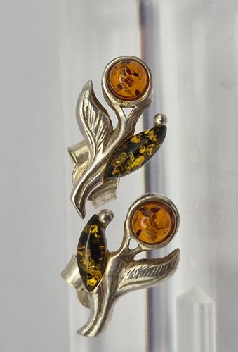 Bernstein ohrstecker blume - bernstein,